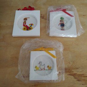 NEW SET OF 3 FRAMED CHILDREN'S CROSS STITCH WORKS